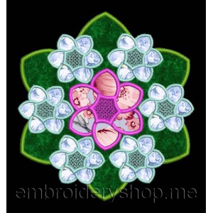 Placemat Doily "Flowers" Machine Embroidery Designs Size 145*160mm