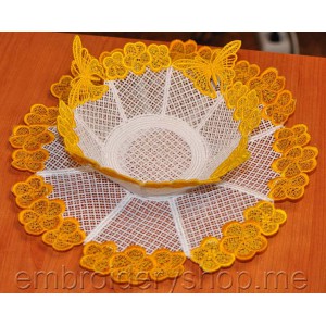 Machine Embroidery Designs Lace Niceness Bowl and Doilies Set 