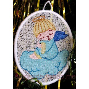 Lace Angel on the tree Machine Embroidery Designs Size 72*100mm