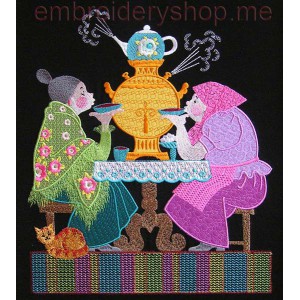 Tea Party Machine Embroidery Designs size 259*313mm