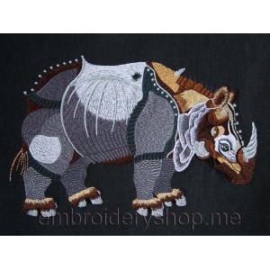 Rhinoceros large Machine Embroidery Designs size 257*179mm