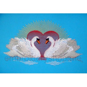 Valentine Swans Machine Embroidery Designs size 174*102mm