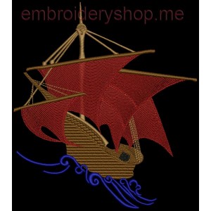 Sailing vessel Machine Embroidery Designs size 201*220mm