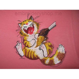  Artist Smile Cat Machine Embroidery Designs size 143*129mm