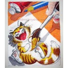 Cat Artist Smile Machine Embroidery Designs size 146*182mm