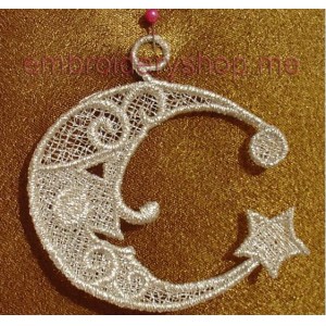 Lace Moon Machine Embroidery Designs size 81*95mm