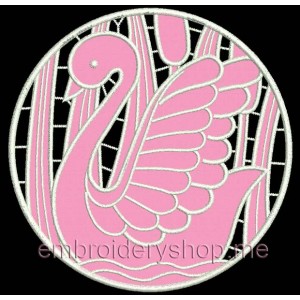 Cutwork Swan Machine Embroidery Designs Size 140*140mm