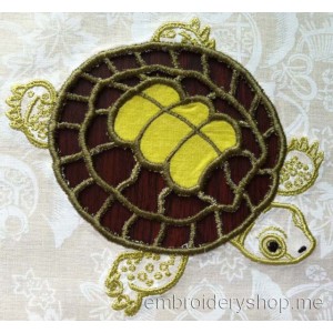 Cutwork Applique Turtle Machine Embroidery Designs Size 119*112mm