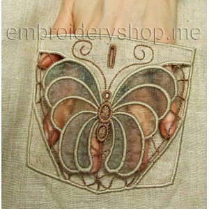 Cutwork Butterfly pocket Machine Embroidery Designs size 137*123mm