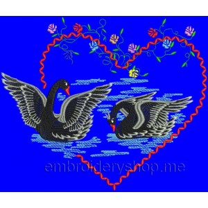 Swans Machine Embroidery Designs size 225*190mm