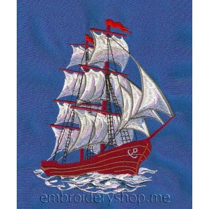 Sailing vessel Machine Embroidery Designs size 130*164mm