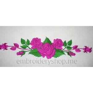 Flowers Pattern with Roses Machine Embroidery Designs size 343*86mm