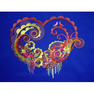 Machine Embroidery Designs Denim Heart size 170*252mm