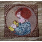 Lace Mouse Pad "Boy with a duckling" Machine Embroidery Designs for hoop size 213*238mm