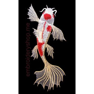 White Koi Carp Machine Embroidery Designs size 113*240mm
