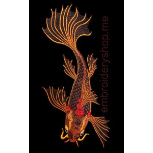 Brown Koi Carp Machine Embroidery Designs size 113*239mm
