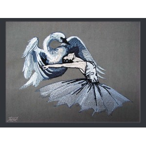 Swan Lake Machine Embroidery Designs size 202*145mm