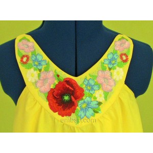 Summer floral ornament Machine Embroidery Designs for the neck split version for machines with 140*200mm