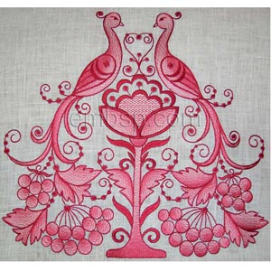 Towel with birds Machine Embroidery Designs Size 195x279 mm (+2 parts)