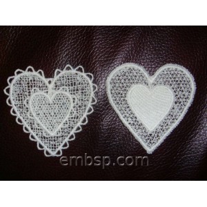 Lace hearts Machine Embroidery Designs (2 designs) Size 72*69mm