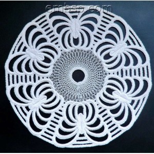 Lace Doilies with Butterflies Machine Embroidery (2 designs) size of each doily is 200*200mm