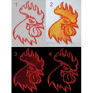 Fire Rooster Machine Embroidery Designs (4 designs for hoop 106*150mm)