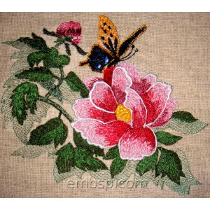 Flower with butterfly Machine Embroidery Designs size 211*180mm