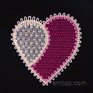 Lace Heart Machine Embroidery Designs size 105*109mm