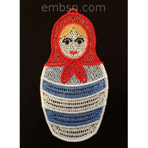 Lace Russian doll Matreshka Machine Embroidery Designs size 62*120m