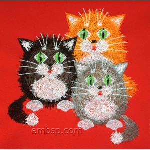 Three Kittens Machine Embroidery Designs size 150*155mm