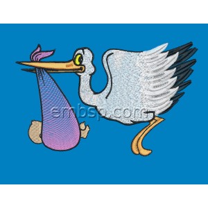 Stork brings baby Machine Embroidery Designs size 161*101 mm