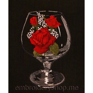 Flowers Glass Machine Embroidery Designs size 92*142mm