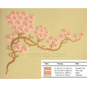 Flowers Sakura Machine Embroidery Designs size 167*136mm