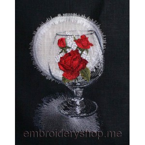 Flowers Glass (with applique) Machine Embroidery Designs size 128*205mm