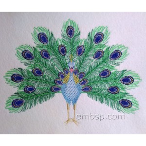 Royal Peacock Machine Embroidery Designs size 251*194mm