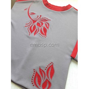Fire flower Machine Embroidery Designs size 180*349mm